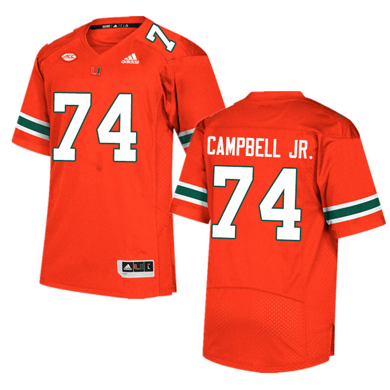 Adidas Miami Hurricanes #74 John Campbell Jr. College Football Jerseys Sale-Orange